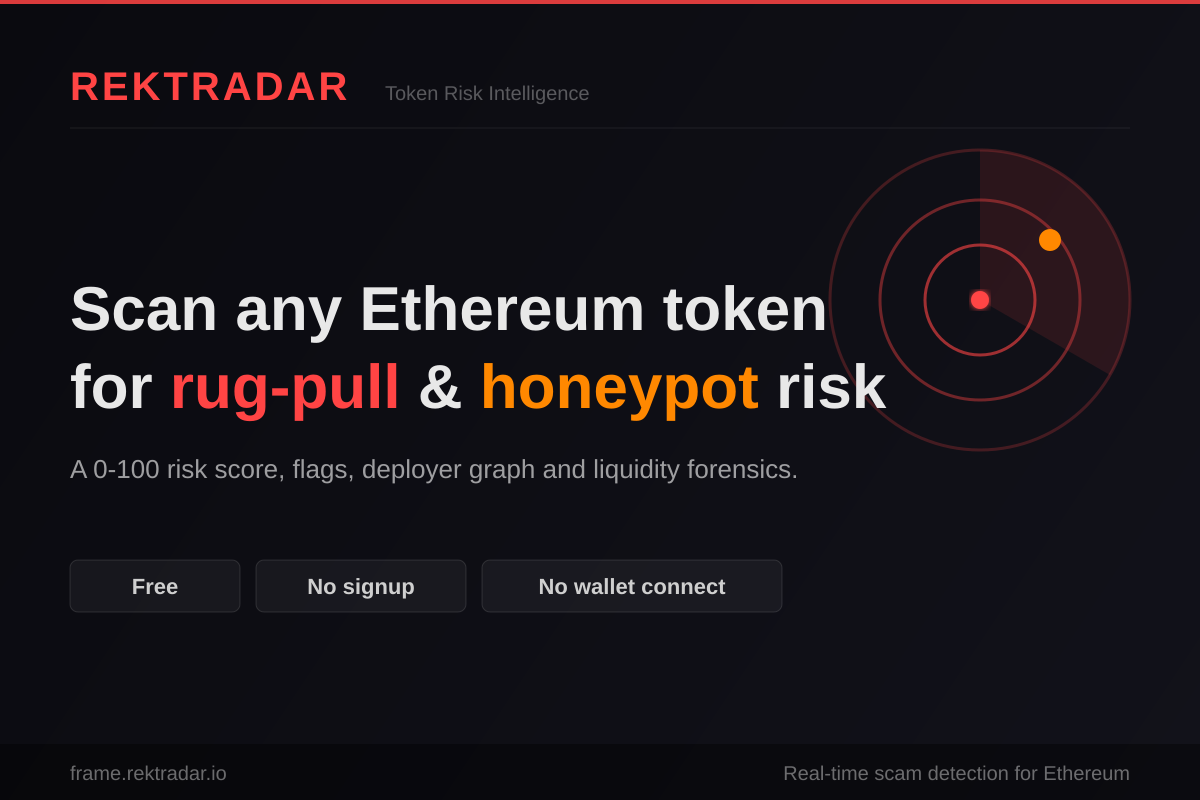 RektRadar — scan any Ethereum token